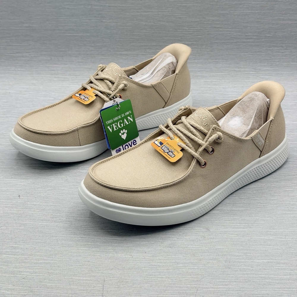 Skechers Slip Ins Women's 8.5 Beige Loafers Hands Free Comfort BOBS 114814